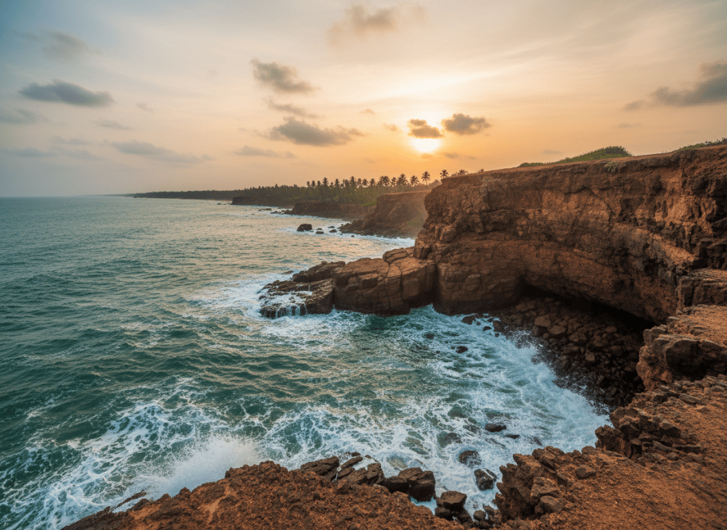 Illustrative view of the dramatic Vagator / Chapora coastline in North Goa.
